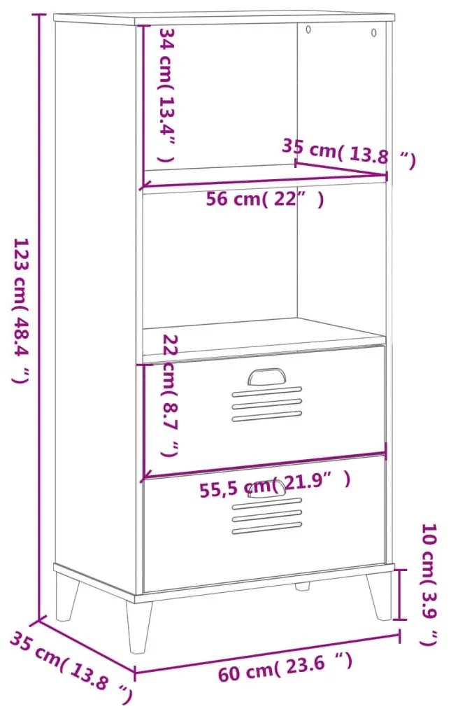 Βιβλιοθήκη VIKEN Μαύρη 60x35x123 εκ. από Επεξεργασμένο Ξύλο - Μαύρο