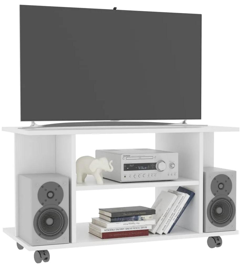 vidaXL Έπιπλο Τηλεόρασης με Ρόδες Λευκό 80x40x45 εκ. Επεξ. Ξύλο