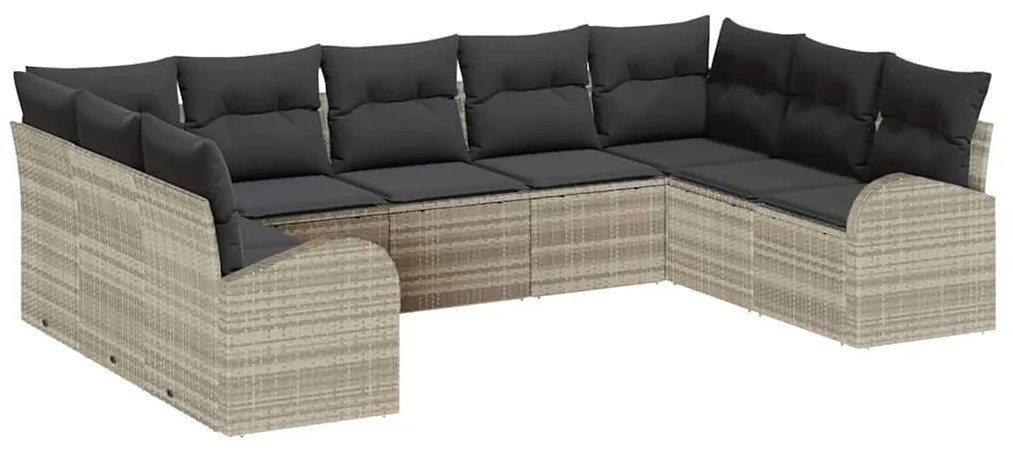 vidaXL Σετ Καναπέ Κήπου 9 pcs Ανοιχτό γκρι Πολυ ράταν