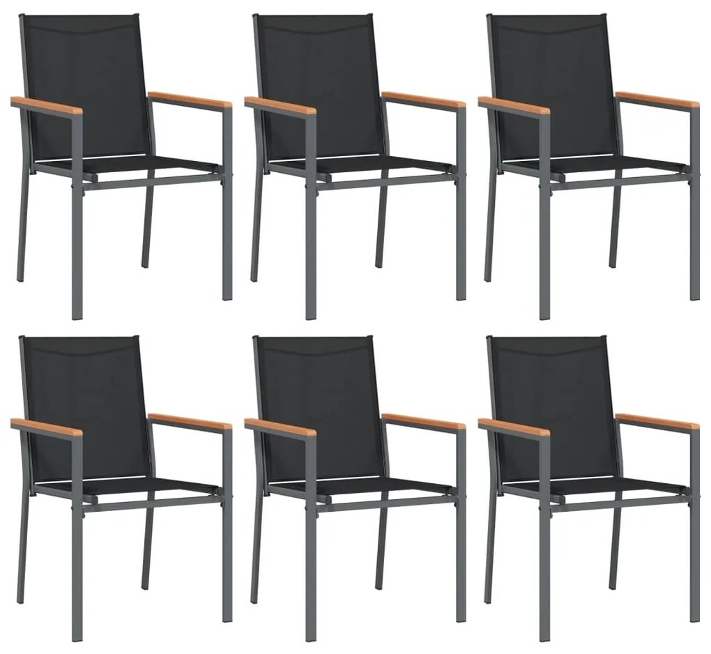 vidaXL Σετ Τραπεζαρίας Κήπου 7 Τεμαχίων Μαύρο Textilene & Ατσάλι