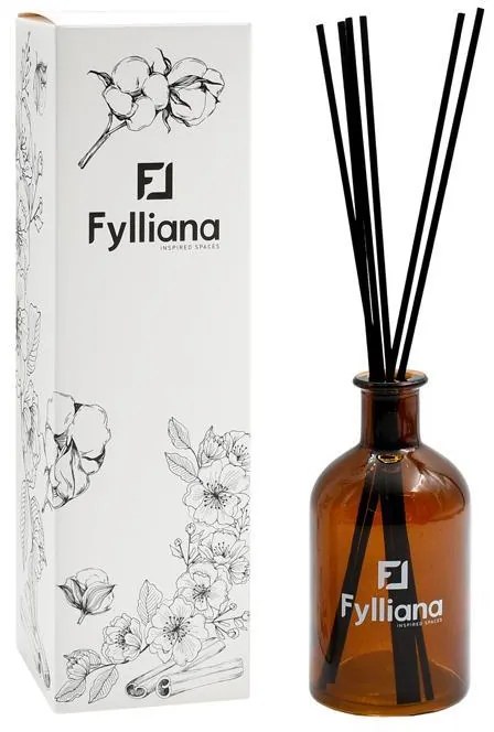 Αρωματικό Χώρου Γυάλινο Μπουκαλάκι με Sticks FL013 Fylliana "Σανδαλόξυλο & Γιασεμί" Καφέ χρώμα με Συσκευασία Δώρου 200ml