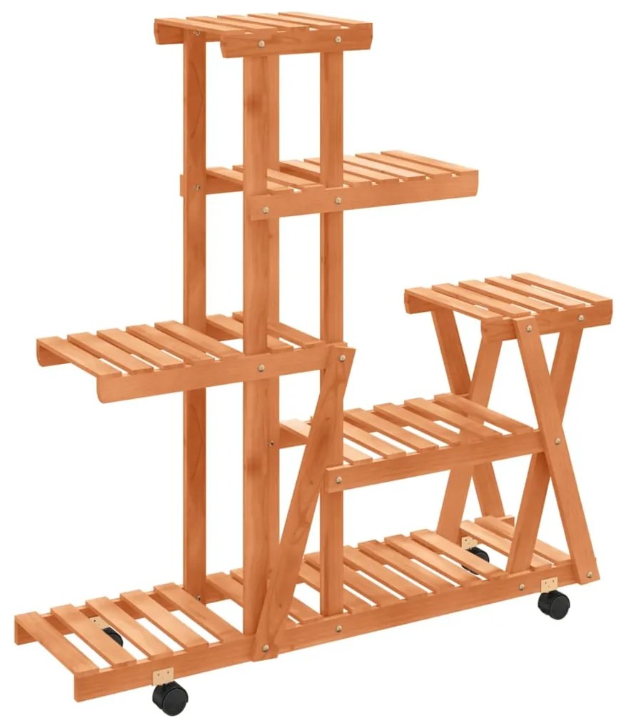 vidaXL Βάση Λουλουδιών Τροχήλατη 95x25x101 εκ. από Μασίφ Ξύλο Ελάτης