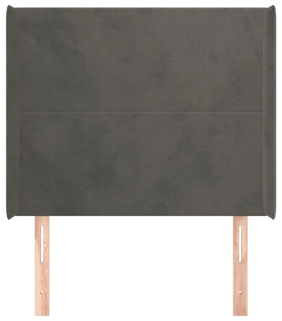 Κεφαλάρι με Πτερύγια Σκούρο Γκρι 83x16x118/128εκ.Βελούδινο - Γκρι