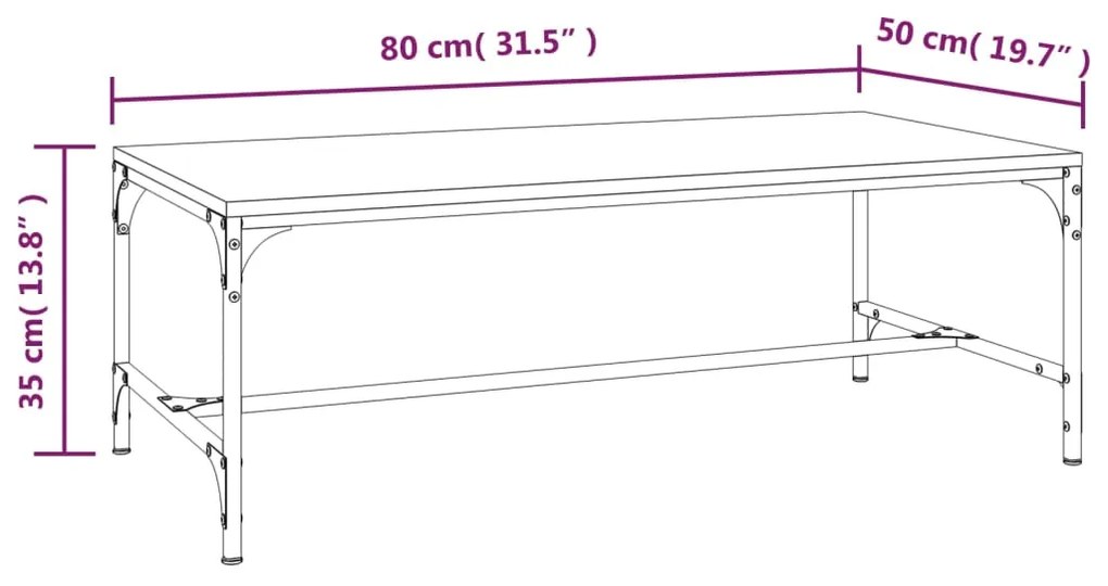 Τραπεζάκι Σαλονιού Καπνιστή Δρυς 80x50x35 εκ. Επεξεργασμ. Ξύλο - Καφέ