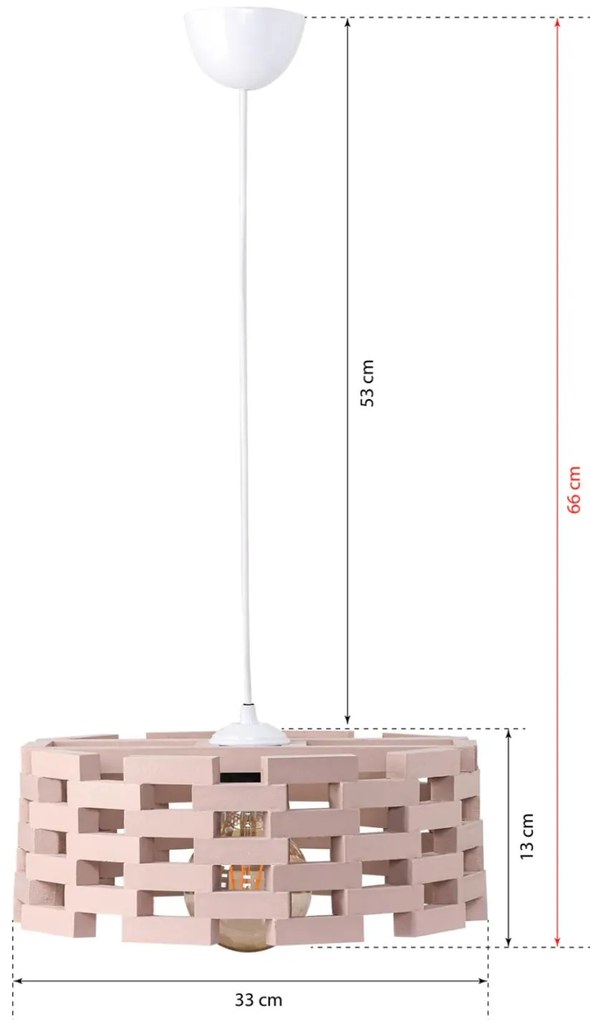 Φωτιστικό Οροφής Ξύλινο C7650.02 Ρόζ Φ33x66  εκ. 33x33x66 εκ.
