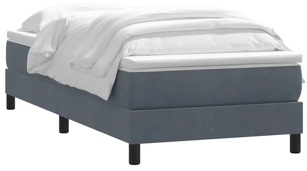 vidaXL Κρεβάτι Boxspring με Στρώμα Σκούρο Γκρι 90x220 εκ. Βελούδινο