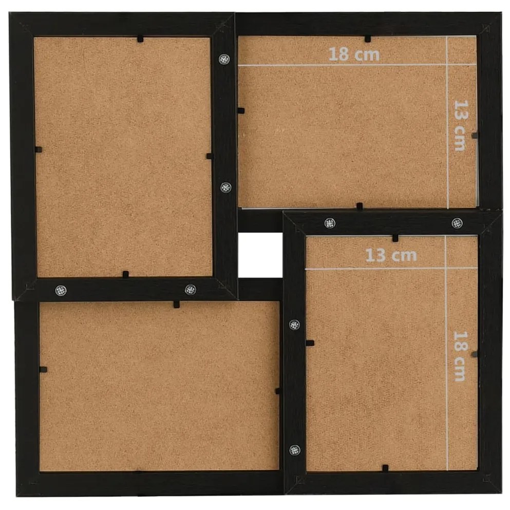 vidaXL Πλαίσιο Φωτογραφιών Κολάζ Μαύρο για Φωτ. 4 x (13 x 18 εκ.) MDF