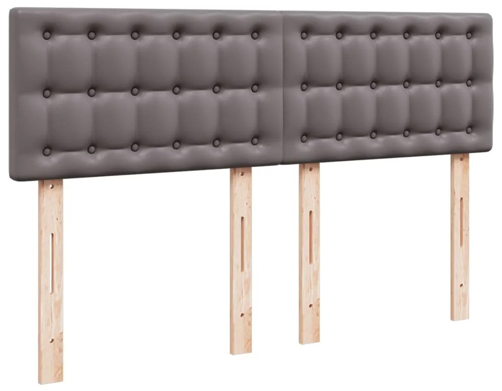 vidaXL Κρεβάτι Boxspring με Στρώμα Γκρι 160x200εκ. από Συνθετικό Δέρμα