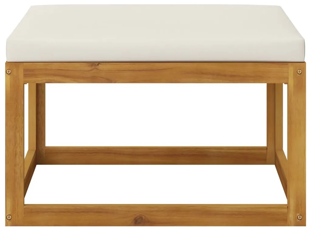 vidaXL Υποπόδιο απο Μασίφ Ξύλο Ακακίας με Κρεμ Μαξιλάρι