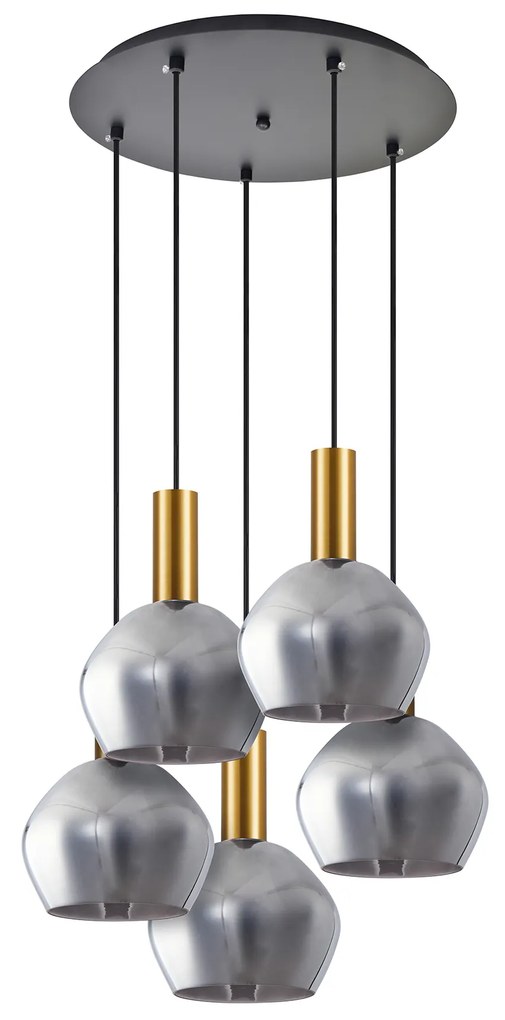 Φωτιστικό Οροφής SE21-GM-4-5BL-GL2 ADEPT TUBE Gold Matt Pendant Smoked Glass+ - 51W - 100W - 77-8586