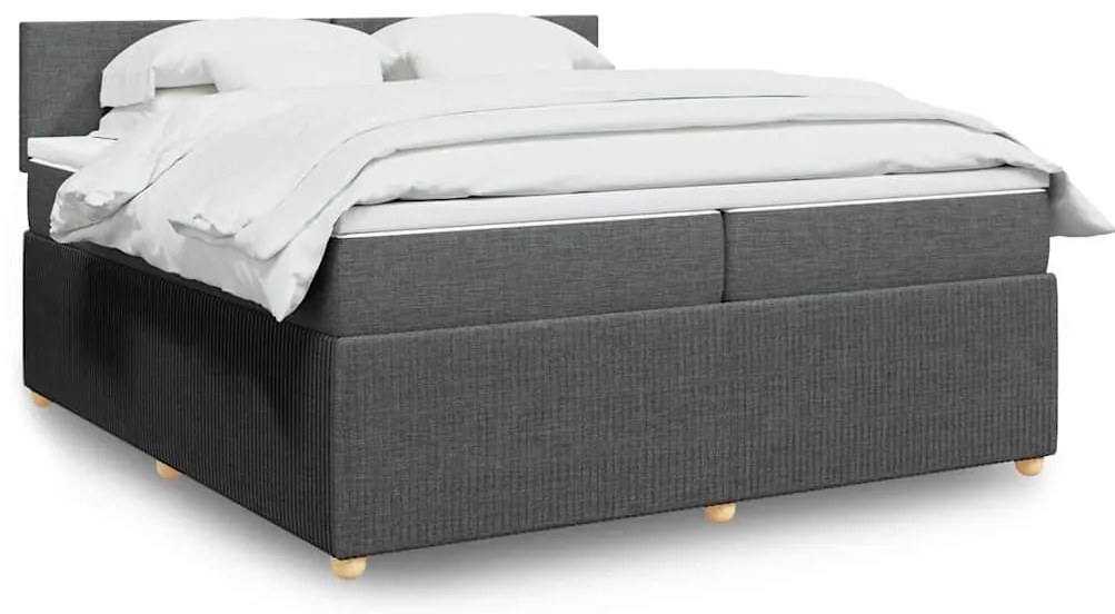 vidaXL Κρεβάτι Boxspring με Στρώμα Σκούρο Γκρι 200x200 εκ. Υφασμάτινο