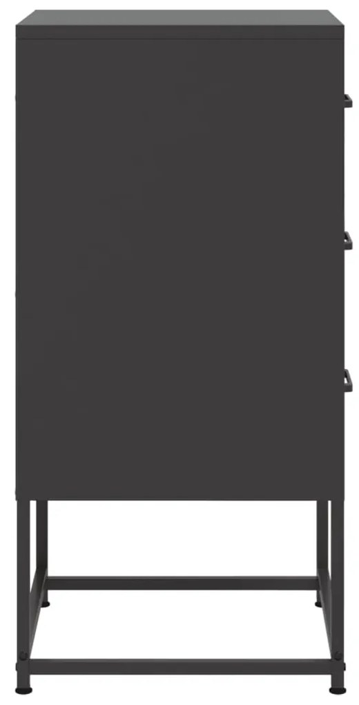 vidaXL Κομοδίνο Μαύρο 36x39x78 εκ. από Χάλυβα