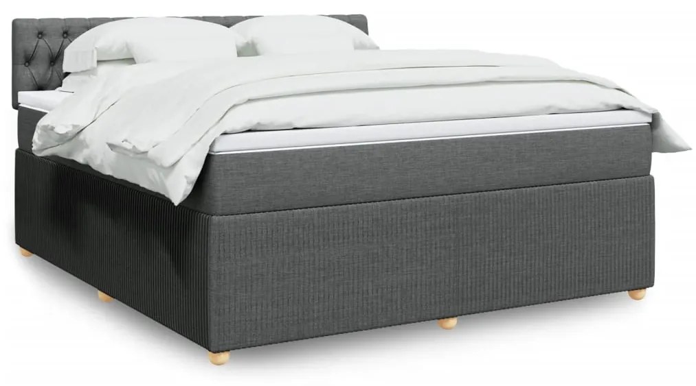 Κρεβάτι Boxspring με Στρώμα Σκούρο Γκρι 180x200 εκ Υφασμάτιν