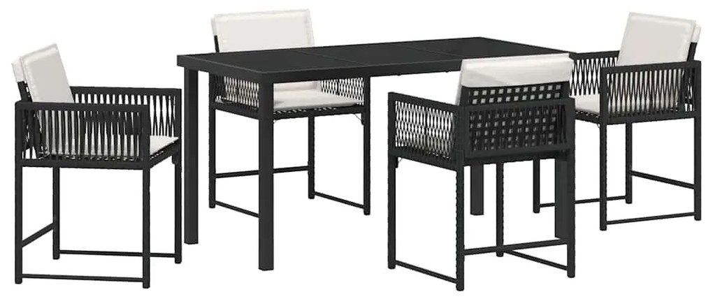 vidaXL Σέτ φαγητού για κήπο 5 pcs Μαύρο συνθετικό ρατάν