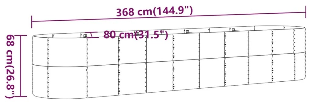 Ζαρντινιέρα Γκρι 368x80x68 εκ. Ατσάλι με Ηλεκτρ. Βαφή Πούδρας - Γκρι