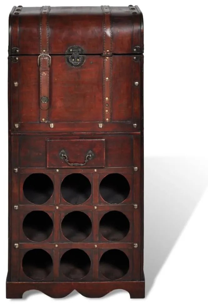 vidaXL Ραφιέρα Κρασιών με Αποθηκευτικό Χώρο για 9 Μπουκάλια Ξύλινη