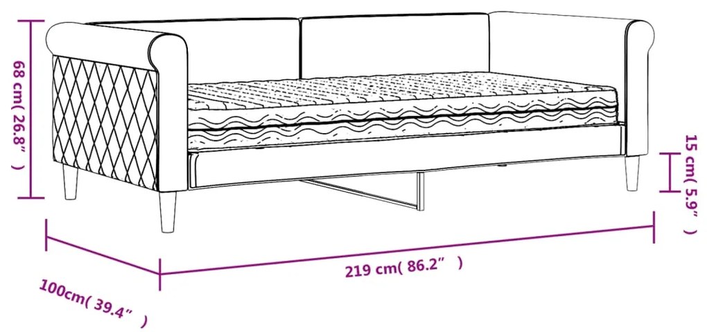 Καναπές Κρεβάτι με Στρώμα Ανοιχτό Γκρι 90x190 εκ. Βελούδινος - Γκρι