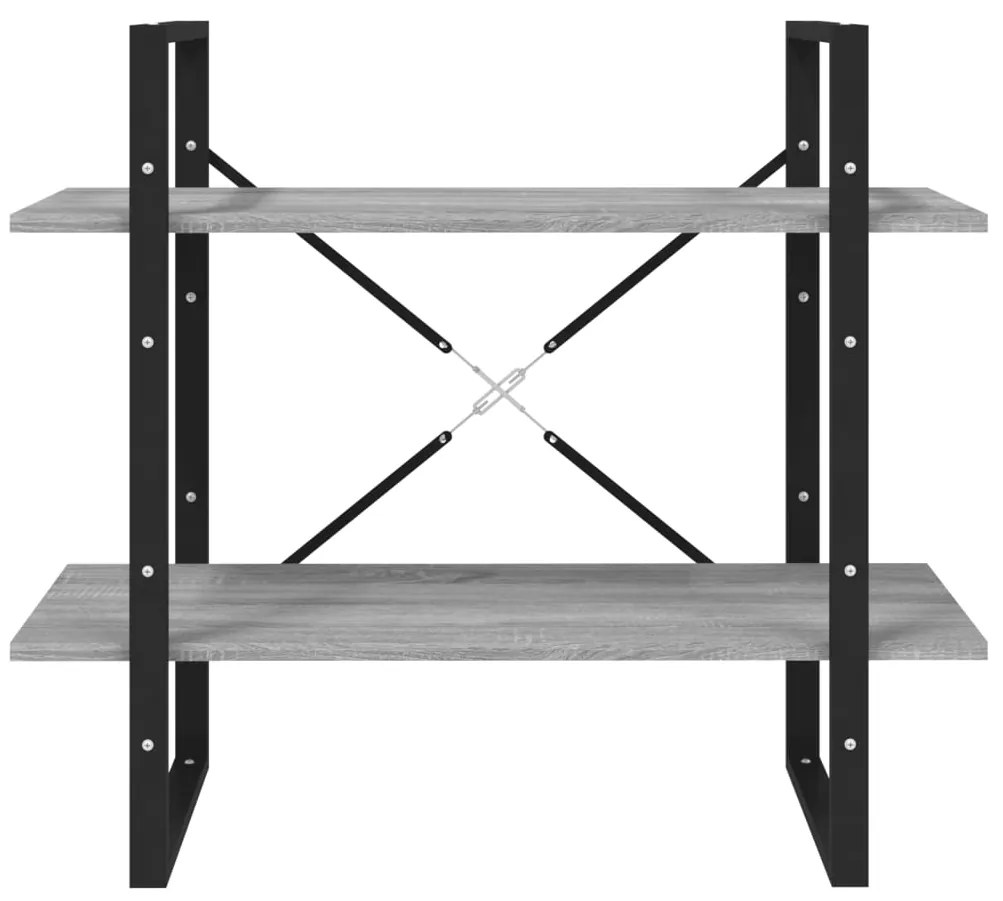 vidaXL Βιβλιοθήκη με 2 Ράφια Γκρι Sonoma 80x30x70 εκ. Επεξεργ. Ξύλο