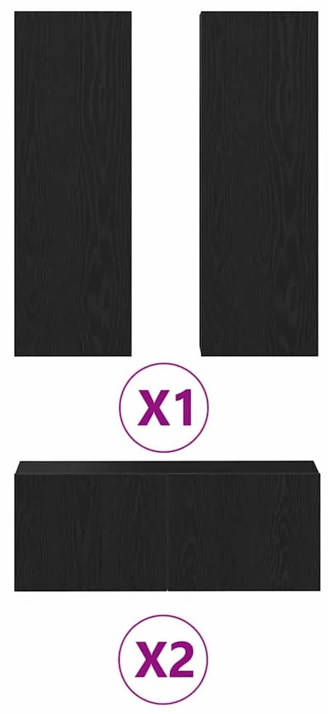vidaXL Σετ Ραφιών Τηλεόρασης 4 κομματιών Μαύρη Δρυς