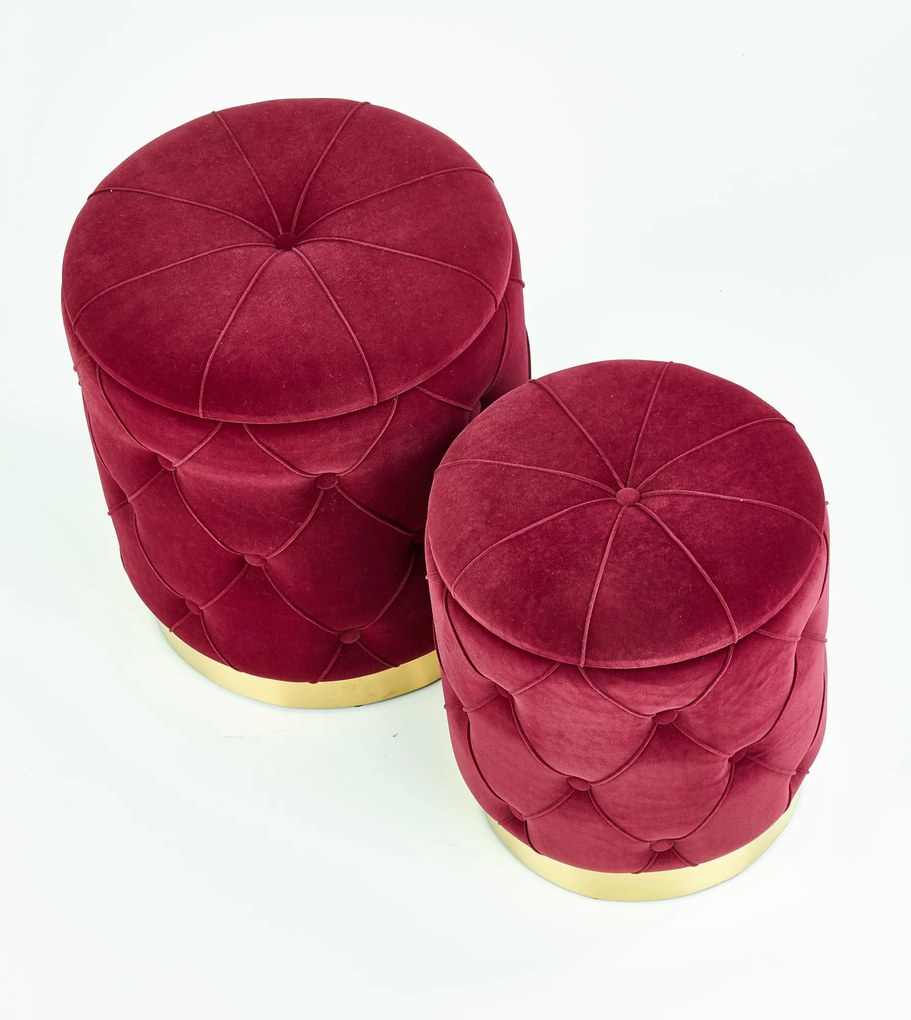 POLLY set of two stools, color: dark red DIOMMI V-CH-POLLY-PUFA-BORDOWY