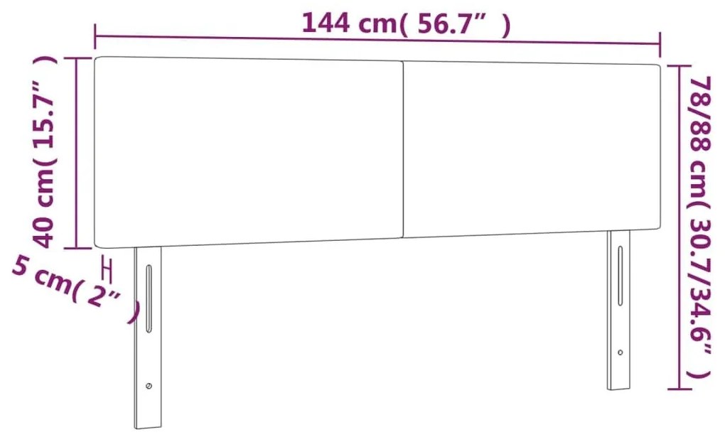 Κεφαλάρια Κρεβατιού 2 τεμ. Ροζ 72x5x78/88 εκ. Βελούδινα - Ροζ