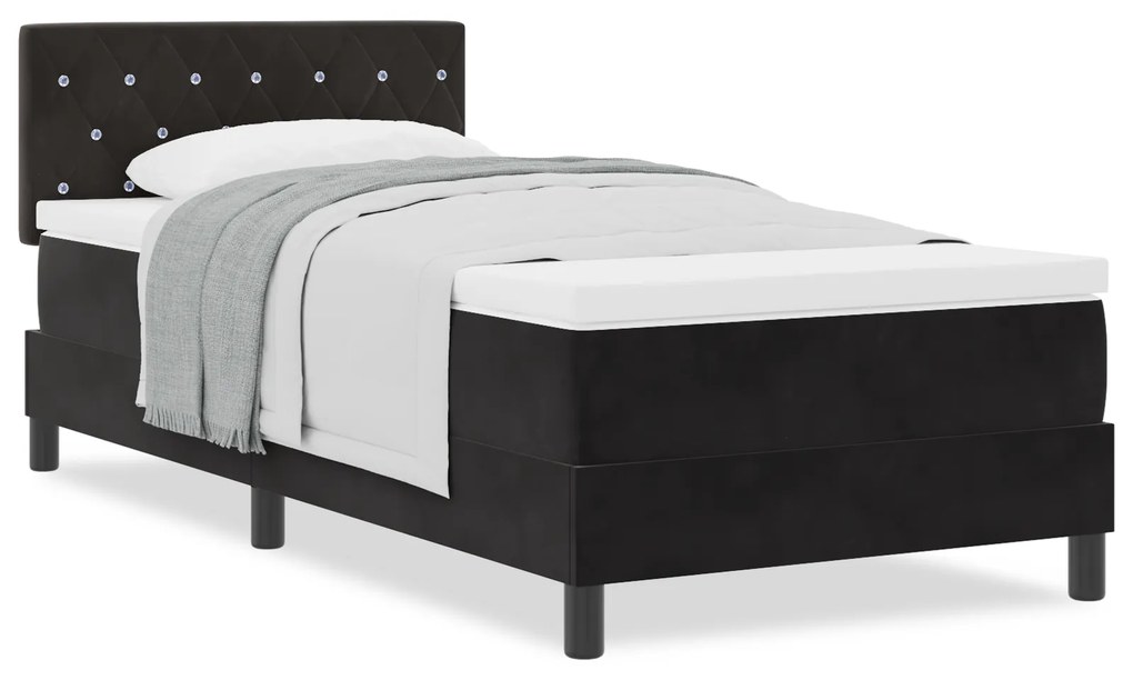 vidaXL Κρεβάτι Box Spring με Στρώμα Μαύρο 100x200 εκ. Βελούδο