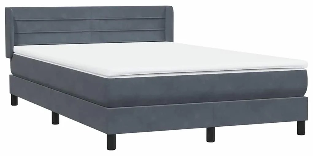 vidaXL Κρεβάτι Boxspring με Στρώμα Σκούρο Γκρι 140x210 εκ. Βελούδινο