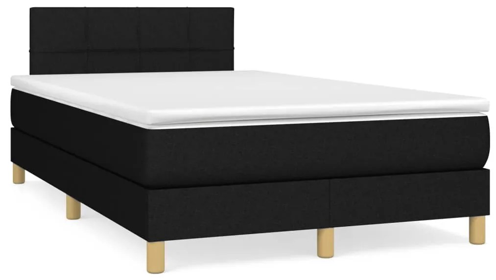 Κρεβάτι Boxspring με Στρώμα & LED Μαύρο 120x190 εκ. Υφασμάτινο