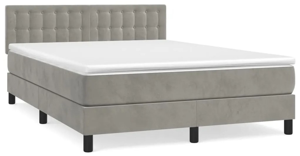 ΚΡΕΒΑΤΙ BOXSPRING ΜΕ ΣΤΡΩΜΑ ΑΝΟΙΧΤΟ ΓΚΡΙ 140X190 ΕΚ. ΒΕΛΟΥΔΙΝΟ 3141539