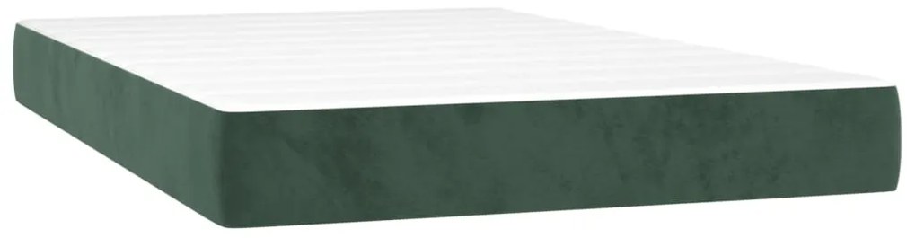 vidaXL Κρεβάτι Boxspring με Στρώμα & LED Σκ. Πράσινο 120x200εκ Βελούδο