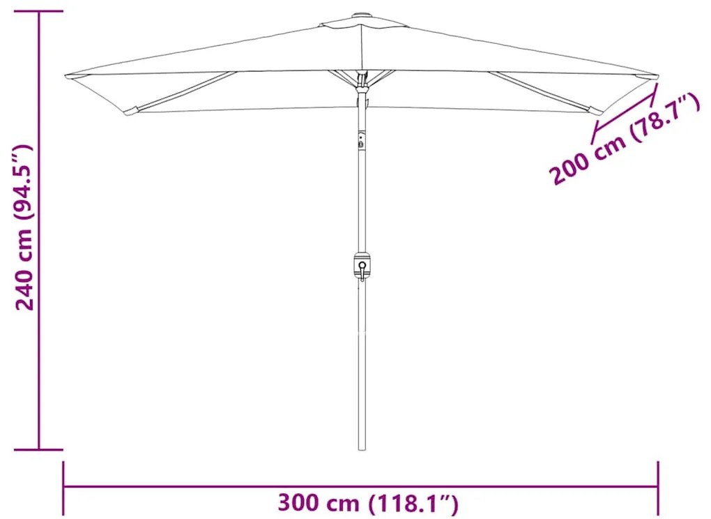 Ομπρέλα Ορθογώνια Πράσινη 200 x 300 εκ. 40771