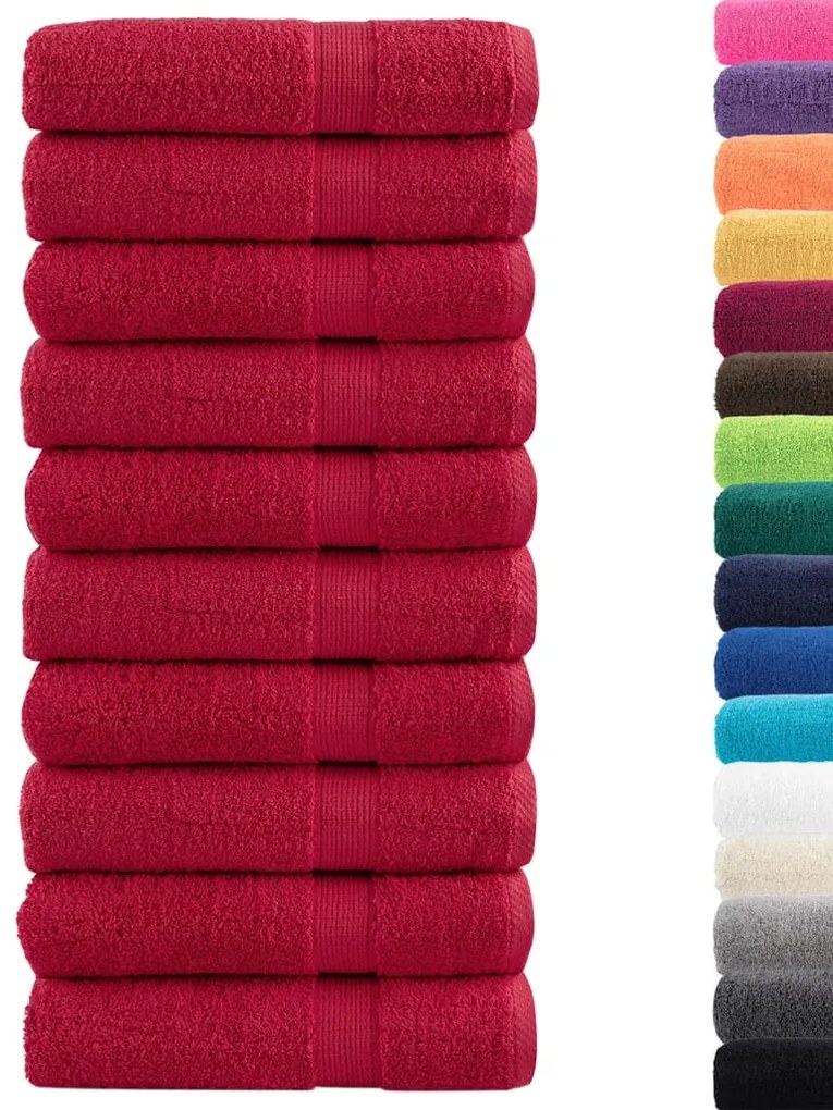 vidaXL Πετσέτες Μπάνιου Premium SOLUND 10 τεμ. Κόκκινες 100x150 εκ. 600 γρ./μ²