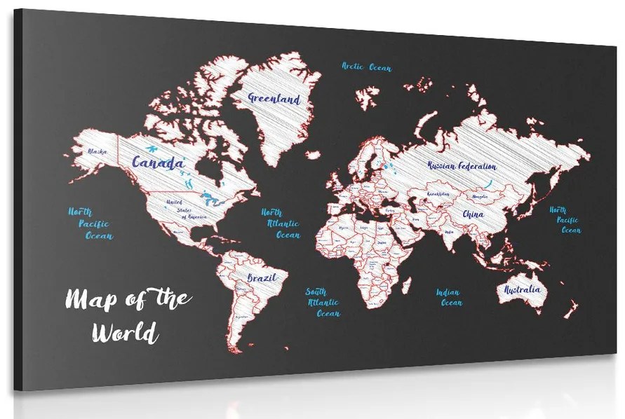 Εικόνα μοναδικό παγκόσμιο χάρτη - 120x80