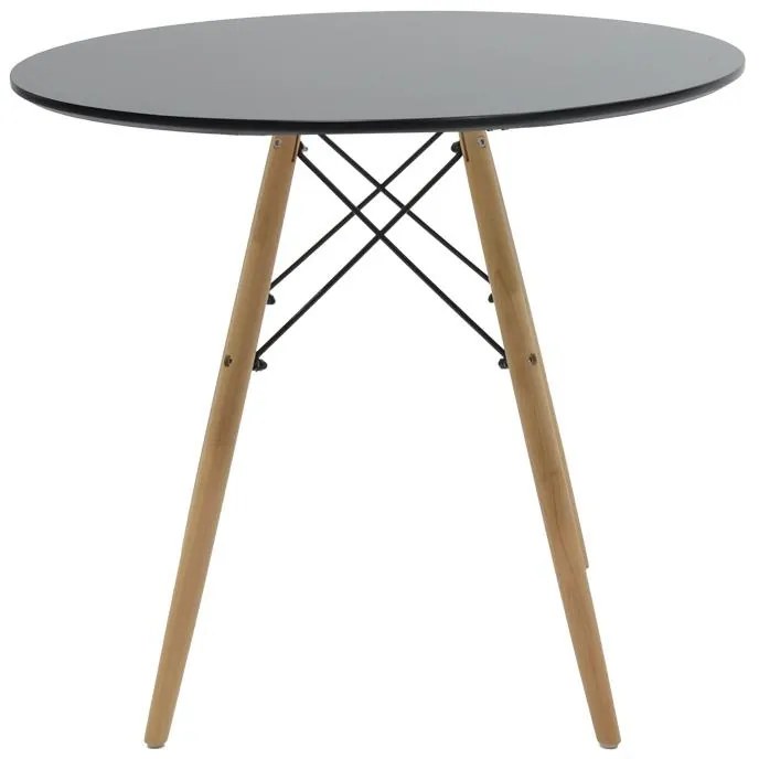 Σετ Τραπεζαρίας Julita-Noor 5 τεμ. MDF Μαύρο - Φυσικό πόδια Φ80x73εκ. 80x80x73 εκ.