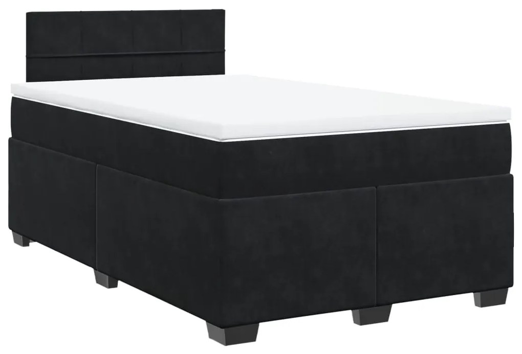 vidaXL Κρεβάτι Boxspring με Στρώμα Μαύρο 120 x 200 εκ. Βελούδινο