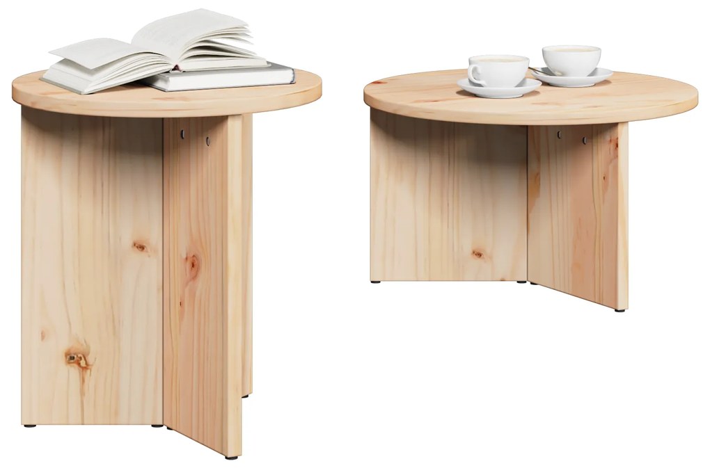 vidaXL Τραπεζάκι σαλονιού 2 pcs Φυσικό 49 x 49 x 28 εκ