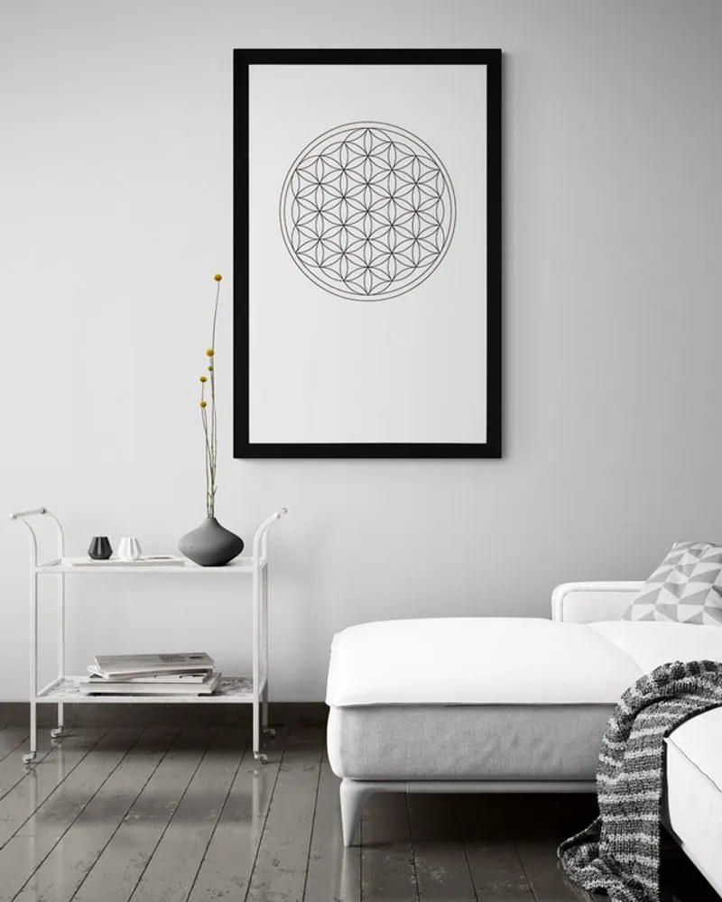 Αφίσα με παρπαστού Άσπρα και μαύρα Mandala - 30x45 black