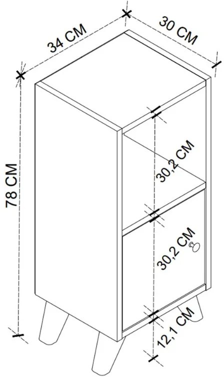 Κομοδίνο Vira Megapap χρώμα λευκό 34x30x78εκ.