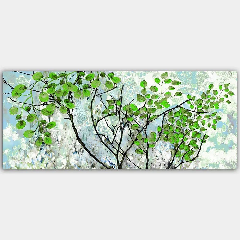 Πίνακας Καμβάς 451ERN1178 120x50cm Multi-Green Wallity Οριζόντιοι Ξύλο, Καμβάς