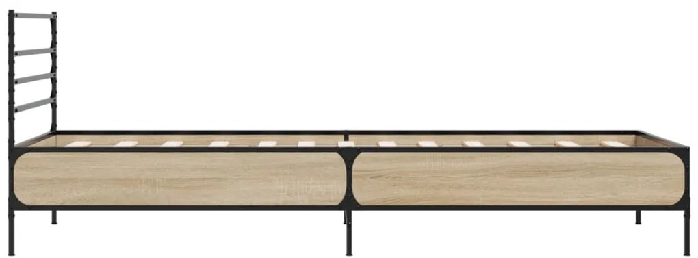 vidaXL Πλαίσιο Κρεβατιού Sonoma Δρυς 75 x 190 εκ. Επεξ. Ξύλο & Μέταλλο