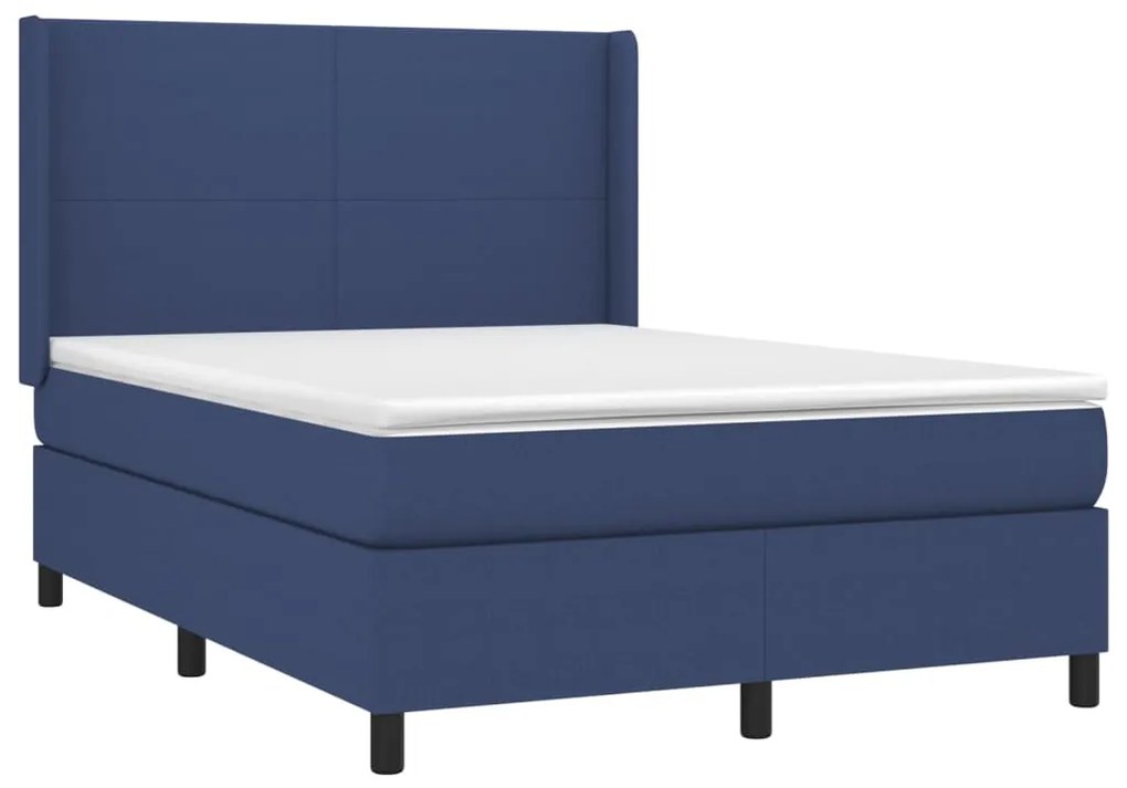 vidaXL Κρεβάτι Boxspring με Στρώμα & LED Μπλε 140x200 εκ. Υφασμάτινο