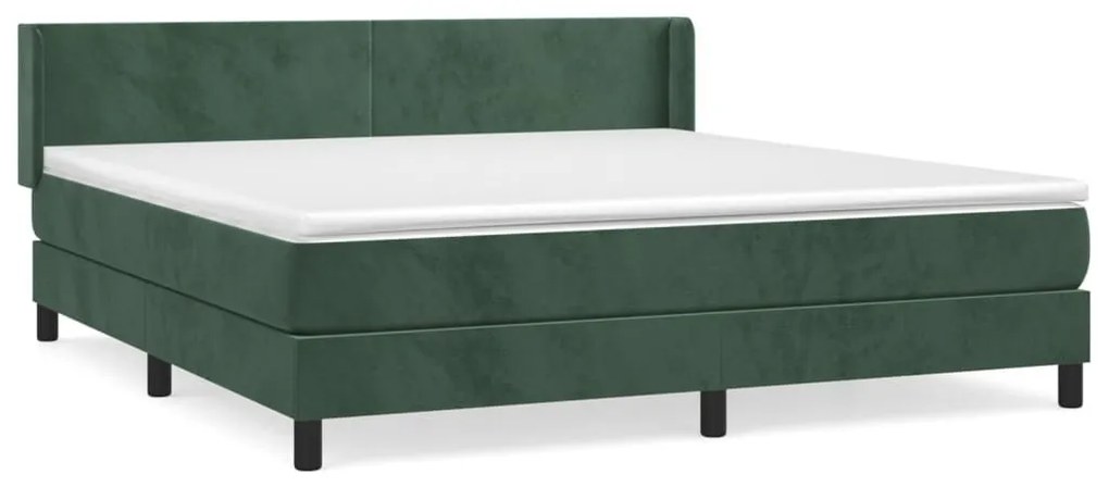 Κρεβάτι Boxspring με Στρώμα Σκούρο Πράσινο 160x200εκ. Βελούδινο - Πράσινο