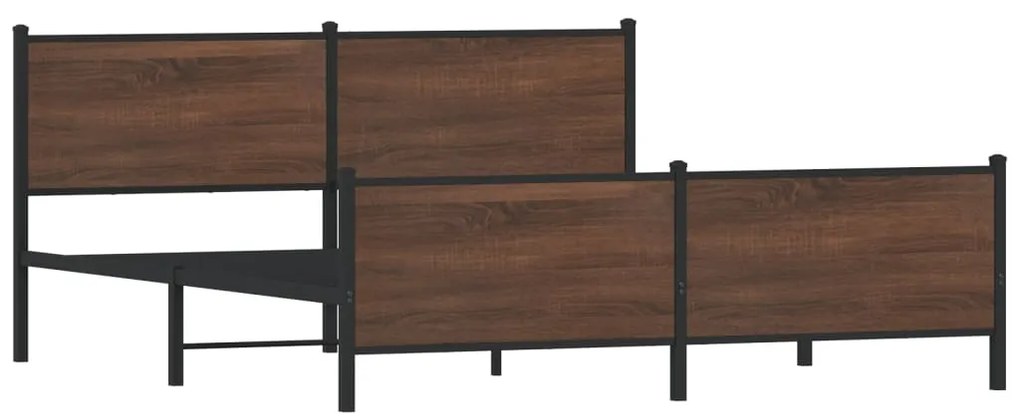 vidaXL Σκελετός Κρεβ. Χωρίς Στρώμα Καφέ Δρυς 183x213 εκ. Μεταλλικό