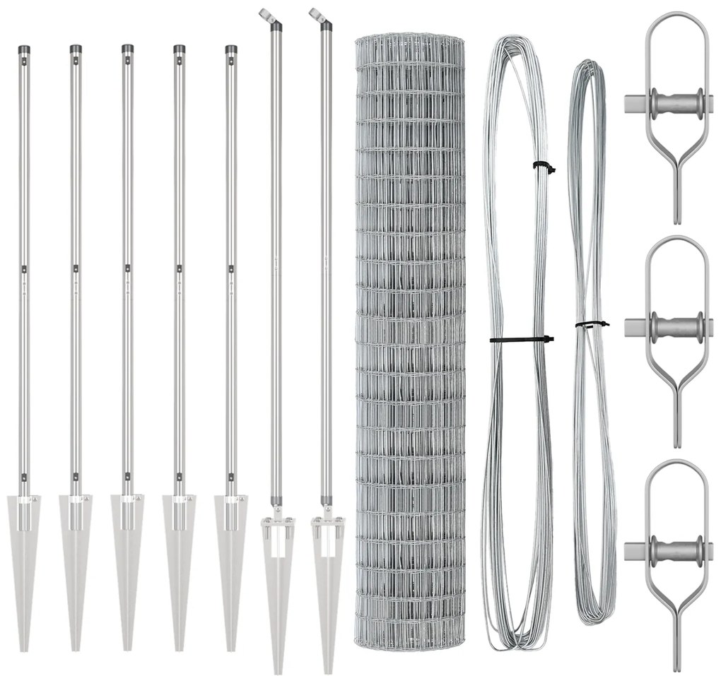 vidaXL Euro Fence με 7 στήλες 1.5x10 μ Γαλβανισμένο Ατσάλι