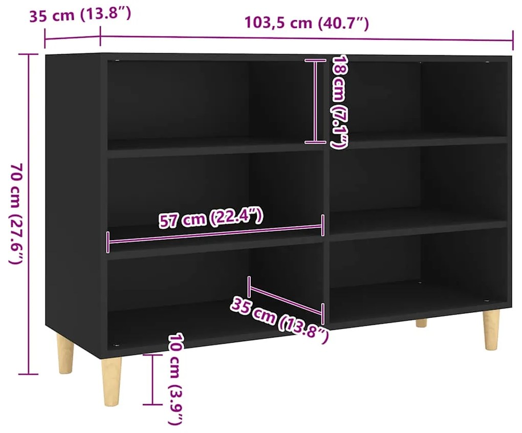 vidaXL Ραφιέρα Μαύρη 103,5 x 35 x 70 εκ. από Επεξεργασμένο Ξύλο