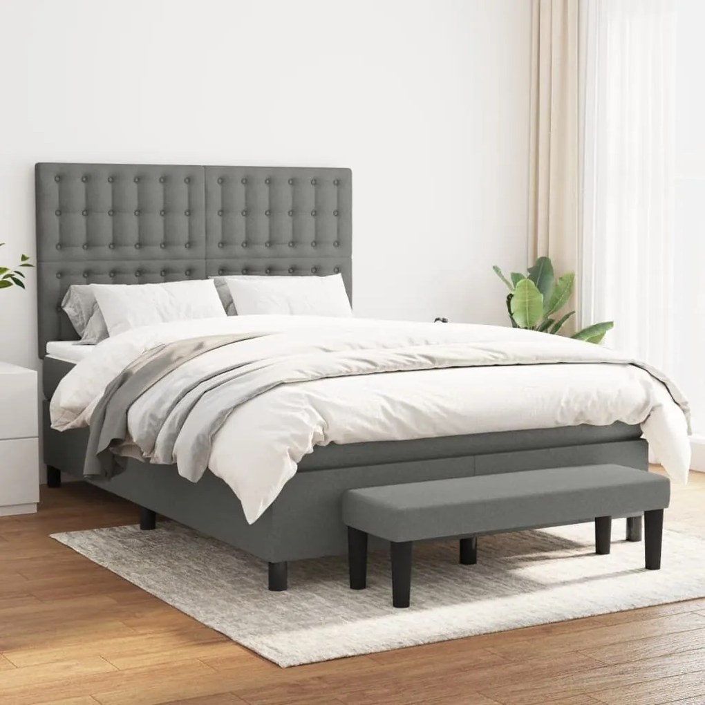 ΚΡΕΒΑΤΙ BOXSPRING ΜΕ ΣΤΡΩΜΑ ΣΚΟΥΡΟ ΓΚΡΙ 140X200 ΕΚ ΥΦΑΣΜΑΤΙΝΟ 3136918