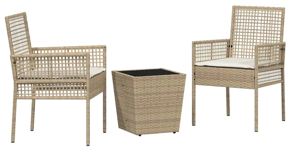 vidaXL Σετ Μπιστρό Κήπου 3 pcs Μπεζ Πολυ ράταν