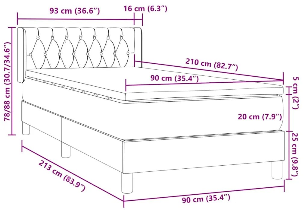 BOX SPRING ΚΡΕΒΑΤΙ ΜΕ ΣΤΡΩΜΑ ΡΟΖ 90X210 ΕΚ. ΒΕΛΟΥΔΙΝΟ 3318356