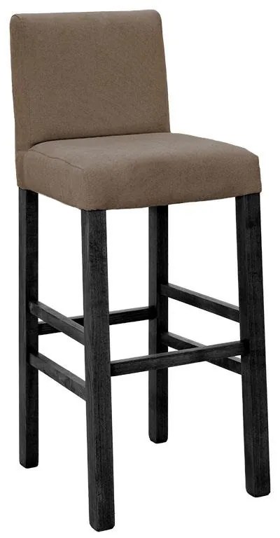 Bar stool Bari with light brown fabric - wooden legs black 42x46x110 εκ.