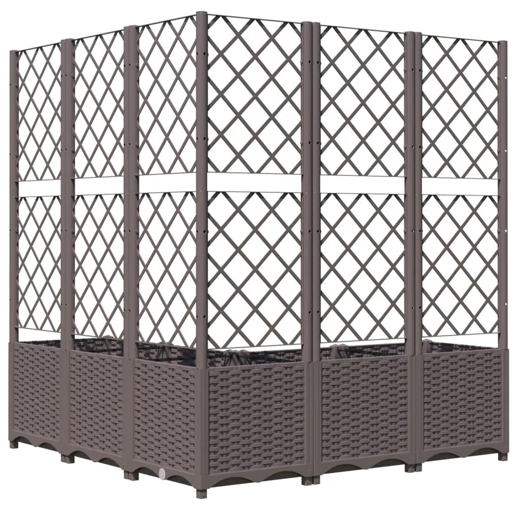vidaXL Ζαρντινιέρα Κήπου με Καφασωτό Καφέ 120 x 120 x 136 εκ. από PP